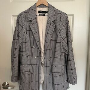 Torrid Purple Black and White Checkered Blazer